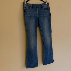 Bootcut jeans size 12 petite short cotton blend light wash